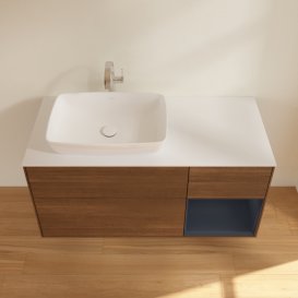 Тумба под раковину Villeroy & Boch Finion 120х50,1 см с подсветкой МДФ шпон грецкого ореха/стекло белое матовое F811HGGN