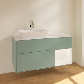 Тумба под раковину Villeroy & Boch Finion 120х50,1 см с подсветкой МДФ оливковый матовый лак/стекло белое матовое F811MTGM