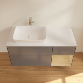 Тумба под раковину Villeroy & Boch Finion 120х50,1 см с подсветкой МДФ антрацит матовый лак/стекло белое матовое F811PCGK