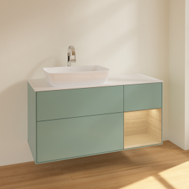 Тумба под раковину Villeroy & Boch Finion 120х50,1 см с подсветкой МДФ оливковый матовый лак/стекло белое матовое F811PCGM