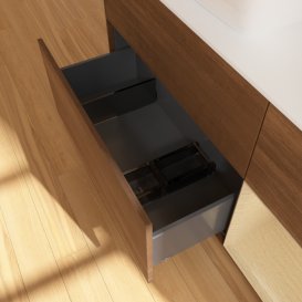 Тумба под раковину Villeroy & Boch Finion 120х50,1 см с подсветкой МДФ шпон грецкого ореха/стекло белое матовое F811PCGN