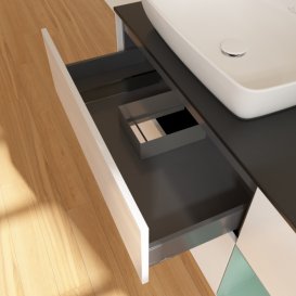 Тумба под раковину Villeroy & Boch Finion 120х50,1 см с подсветкой МДФ глянцевый белый лак/стекло черное матовое F812GMGF