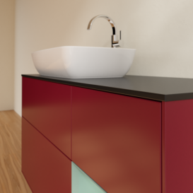 Тумба под раковину Villeroy & Boch Finion 120х50,1 см с подсветкой МДФ пион матовый лак/стекло черное матовое F812GMHB