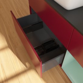 Тумба под раковину Villeroy & Boch Finion 120х50,1 см с подсветкой МДФ пион матовый лак/стекло черное матовое F812GMHB