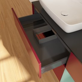 Тумба под раковину Villeroy & Boch Finion 120х50,1 см с подсветкой МДФ пион матовый лак/стекло черное матовое F812GMHB