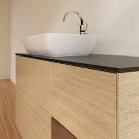 Тумба под раковину Villeroy & Boch Finion 120х50,1 см с подсветкой МДФ шпон дуба/стекло черное матовое F812GNPC