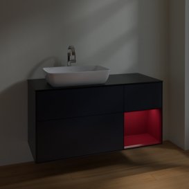 Тумба під раковину Villeroy & Boch Finion 120х50,1 см із підсвічуванням МДФ темно-синій матовий лак/скло чорне матове F812HBHG