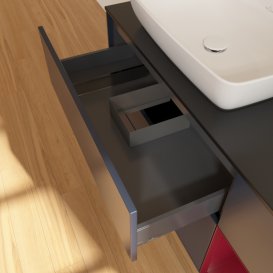 Тумба під раковину Villeroy & Boch Finion 120х50,1 см із підсвічуванням МДФ темно-синій матовий лак/скло чорне матове F812HBHG