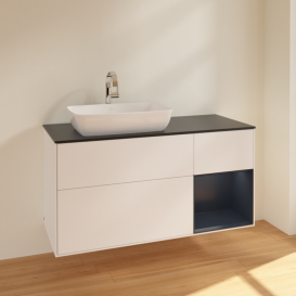 Тумба под раковину Villeroy & Boch Finion 120х50,1 см с подсветкой МДФ белый матовый лак/стекло черное матовое F812HGMT