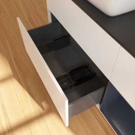 Тумба под раковину Villeroy & Boch Finion 120х50,1 см с подсветкой МДФ белый матовый лак/стекло черное матовое F812HGMT