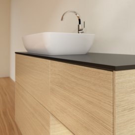 Тумба под раковину Villeroy & Boch Finion 120х50,1 см с подсветкой МДФ шпон дуба/стекло черное матовое F812PCPC