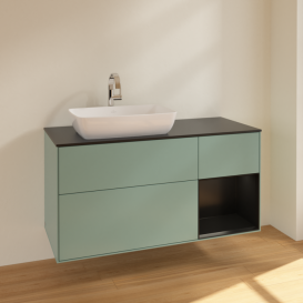 Тумба под раковину Villeroy & Boch Finion 120х50,1 см с подсветкой МДФ оливковый матовый лак/стекло черное матовое F812PDGM