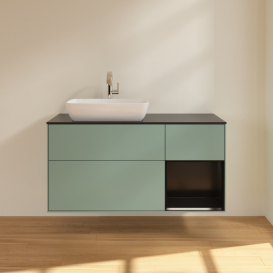 Тумба под раковину Villeroy & Boch Finion 120х50,1 см с подсветкой МДФ оливковый матовый лак/стекло черное матовое F812PDGM