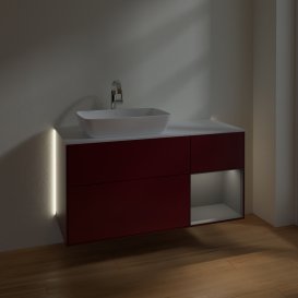 Тумба під раковину Villeroy & Boch Finion 120х50,1 см із підсвічуванням МДФ півонія матовий лак/скло біле матове G811GKHB