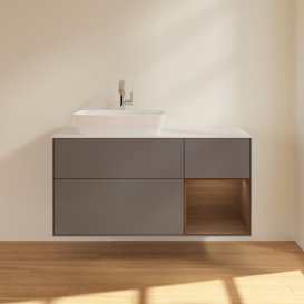 Тумба під раковину Villeroy & Boch Finion 120х50,1 см із підсвічуванням МДФ антрацит матовий лак/скло біле матове G811GNGK