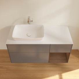 Тумба під раковину Villeroy & Boch Finion 120х50,1 см із підсвічуванням МДФ антрацит матовий лак/скло біле матове G811GNGK