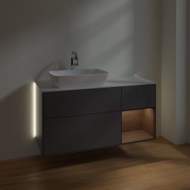 Тумба під раковину Villeroy & Boch Finion 120х50,1 см із підсвічуванням МДФ антрацит матовий лак/скло біле матове G811GNGK