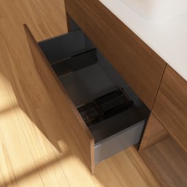 Тумба під раковину Villeroy & Boch Finion 120х50,1 см із підсвічуванням МДФ шпон волоського горіха/скло біле матове G811GNGN