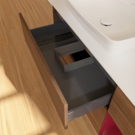 Тумба под раковину Villeroy & Boch Finion 120х50,1 см с подсветкой МДФ шпон грецкого ореха/стекло белое матовое G811HBGN