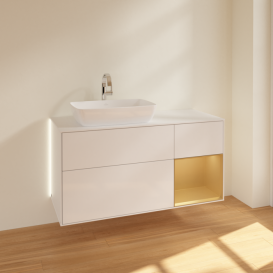 Тумба под раковину Villeroy & Boch Finion 120х50,1 см с подсветкой МДФ глянцевый белый лак/стекло белое матовое G811HFGF