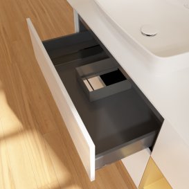 Тумба под раковину Villeroy & Boch Finion 120х50,1 см с подсветкой МДФ глянцевый белый лак/стекло белое матовое G811HFGF