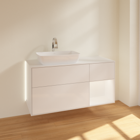 Тумба під раковину Villeroy & Boch Finion 120х50,1 см із підсвічуванням МДФ білий глянцевий лак/скло біле матове G811MTGF