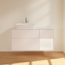 Тумба под раковину Villeroy & Boch Finion 120х50,1 см с подсветкой МДФ белый матовый лак/стекло белое матовое G811MTMT