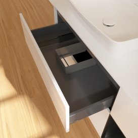 Тумба під раковину Villeroy & Boch Finion 120х50,1 см із підсвічуванням МДФ білий глянцевий лак/скло біле матове G811PDGF