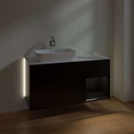 Тумба під раковину Villeroy & Boch Finion 120х50,1 см із підсвічуванням МДФ чорний матовий лак/скло біле матове G811PDPD