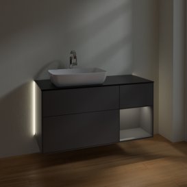 Тумба під раковину Villeroy & Boch Finion 120х50,1 см із підсвічуванням МДФ антрацит матовий лак/скло чорне матове G812GKGK
