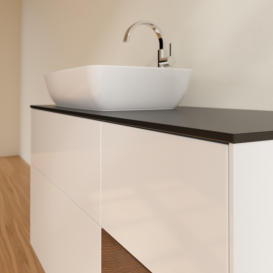 Тумба под раковину Villeroy & Boch Finion 120х50,1 см с подсветкой МДФ глянцевый белый лак/стекло черное матовое G812GNGF