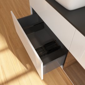 Тумба под раковину Villeroy & Boch Finion 120х50,1 см с подсветкой МДФ глянцевый белый лак/стекло черное матовое G812GNGF