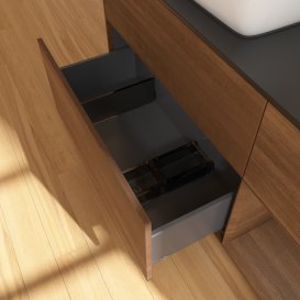 Тумба под раковину Villeroy & Boch Finion 120х50,1 см с подсветкой МДФ шпон грецкого ореха/стекло черное матовое G812GNGN