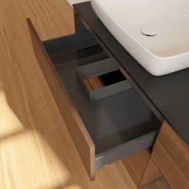 Тумба под раковину Villeroy & Boch Finion 120х50,1 см с подсветкой МДФ шпон грецкого ореха/стекло черное матовое G812GNGN