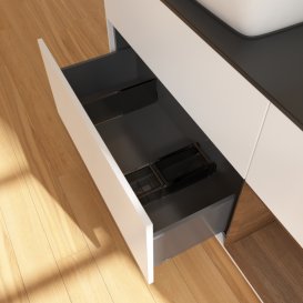 Тумба под раковину Villeroy & Boch Finion 120х50,1 см с подсветкой МДФ белый матовый лак/стекло черное матовое G812GNMT