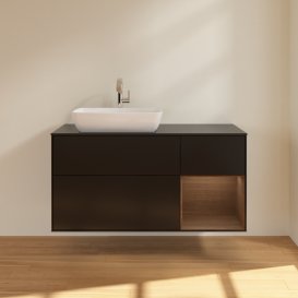 Тумба під раковину Villeroy & Boch Finion 120х50,1 см із підсвічуванням МДФ чорний матовий лак/скло чорне матове G812GNPD