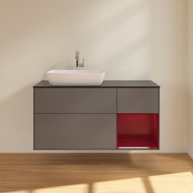 Тумба под раковину Villeroy & Boch Finion 120х50,1 см с подсветкой МДФ антрацит матовый лак/стекло черное матовое G812HBGK