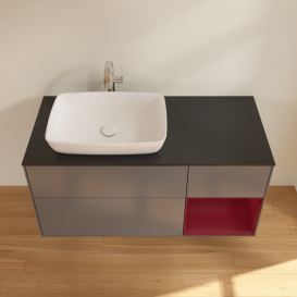 Тумба под раковину Villeroy & Boch Finion 120х50,1 см с подсветкой МДФ антрацит матовый лак/стекло черное матовое G812HBGK