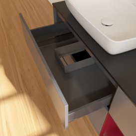 Тумба под раковину Villeroy & Boch Finion 120х50,1 см с подсветкой МДФ антрацит матовый лак/стекло черное матовое G812HBGK