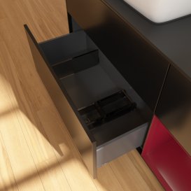 Тумба под раковину Villeroy & Boch Finion 120х50,1 см с подсветкой МДФ черный матовый лак/стекло черное матовое G812HBPD