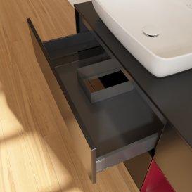 Тумба под раковину Villeroy & Boch Finion 120х50,1 см с подсветкой МДФ черный матовый лак/стекло черное матовое G812HBPD