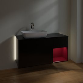 Тумба под раковину Villeroy & Boch Finion 120х50,1 см с подсветкой МДФ черный матовый лак/стекло черное матовое G812HBPD