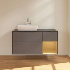 Тумба під раковину Villeroy & Boch Finion 120х50,1 см із підсвічуванням МДФ антрацит матовий лак/скло чорне матове G812HFGK