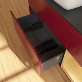 Тумба під раковину Villeroy & Boch Finion 120х50,1 см із підсвічуванням МДФ півонія матовий лак/скло чорне матове G812HFHB