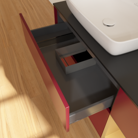 Тумба під раковину Villeroy & Boch Finion 120х50,1 см із підсвічуванням МДФ півонія матовий лак/скло чорне матове G812HFHB