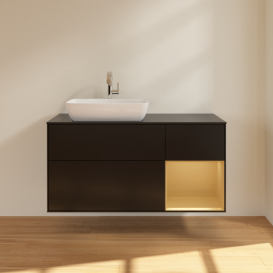 Тумба під раковину Villeroy & Boch Finion 120х50,1 см із підсвічуванням МДФ чорний матовий лак/скло чорне матове G812HFPD