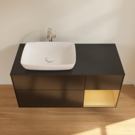 Тумба під раковину Villeroy & Boch Finion 120х50,1 см із підсвічуванням МДФ чорний матовий лак/скло чорне матове G812HFPD