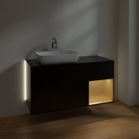 Тумба під раковину Villeroy & Boch Finion 120х50,1 см із підсвічуванням МДФ чорний матовий лак/скло чорне матове G812HFPD