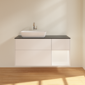 Тумба под раковину Villeroy & Boch Finion 120х50,1 см с подсветкой МДФ белый матовый лак/стекло черное матовое G812MTMT