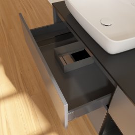 Тумба під раковину Villeroy & Boch Finion 120х50,1 см із підсвічуванням МДФ антрацит матовий лак/скло чорне матове G812PDGK